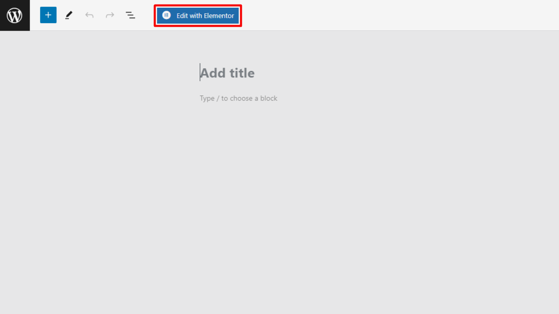 Give your page a title, then click the Edit with Elementor button Give your page a title, then click the Edit with Elementor button