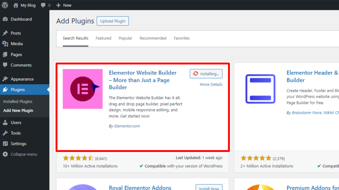 Installing Elementor on WordPress Installing Elementor on WordPress