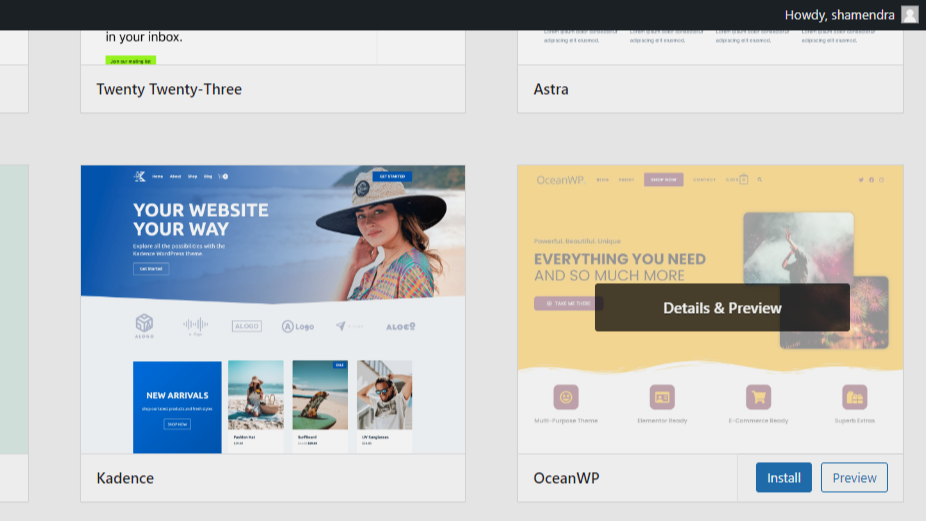 Once you find a theme you like, click Install and then Activate. Once you find a theme you like, click Install and then Activate.