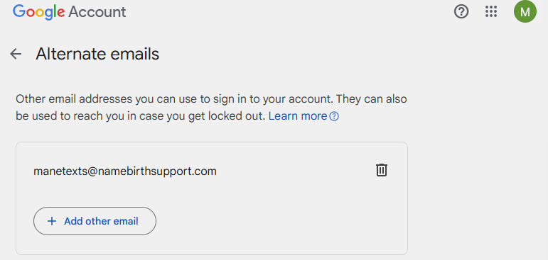 Verify the Alternate Email Address Verification Email