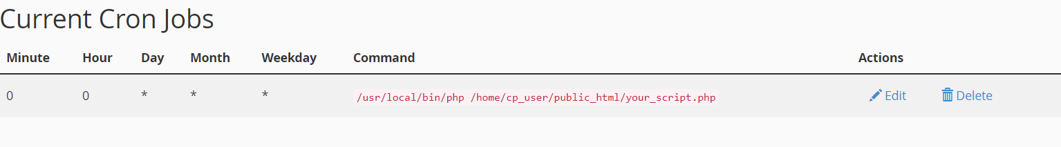 Current Cron Jobs in cPanel Managing existing cron jobs in cPanel