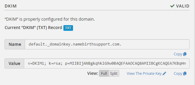 DKIM Record Data in cPanel DKIM Record Data in cPanel