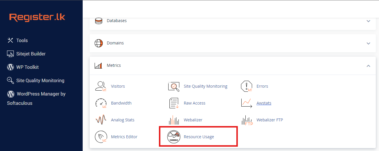 Go to Resource Usage