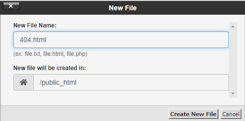 Creating a New 404.html File Creating a New File in cPanel