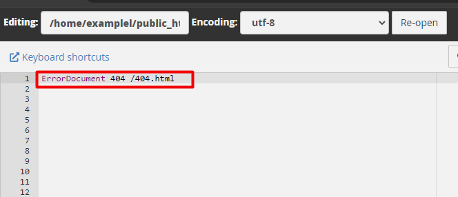 Adding the ErrorDocument Directive Adding 404 Directive to .htaccess