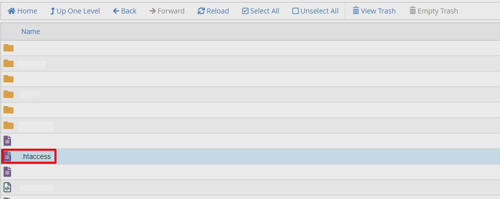 Locating the .htaccess File .htaccess File in File Manager