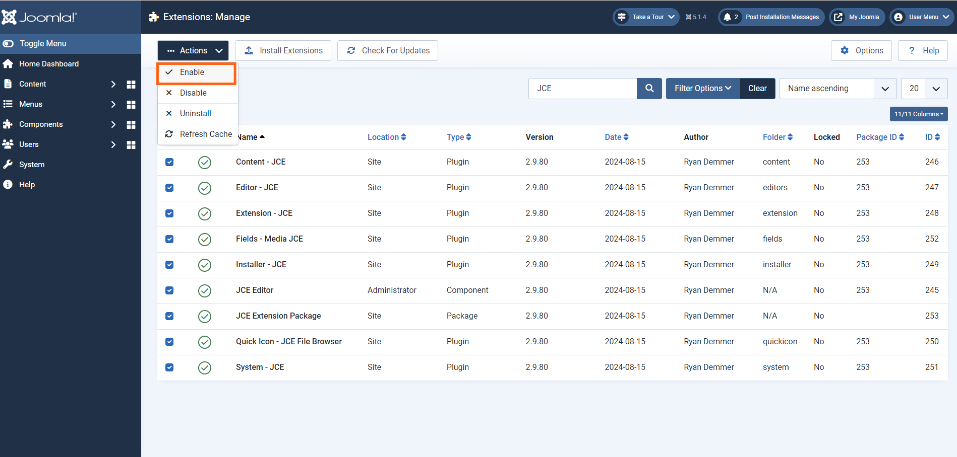 Enabling JCE plugin in Joomla after installation Enabling JCE plugin in Joomla