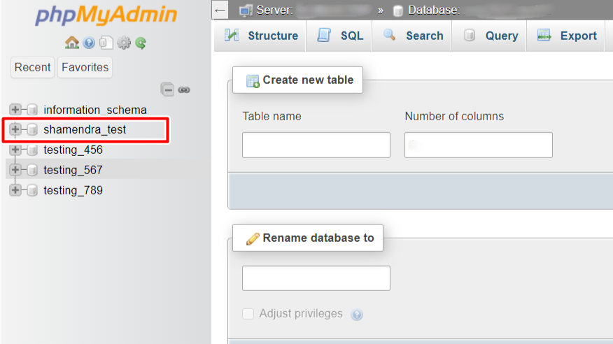 Selecting Your Database in phpMyAdmin Selecting your WordPress database in phpMyAdmin
