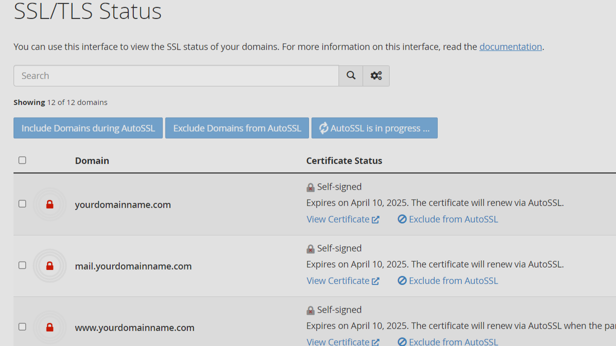 SSL activation processing status