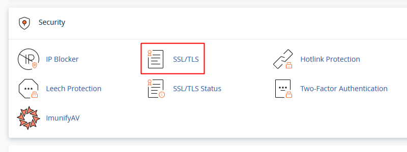 Go to SSL/TLS in cPanel Go to SSL/TLS in cPanel