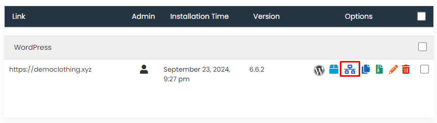 Where to Find the Create Staging Option in Softaculous Create Staging Site Option