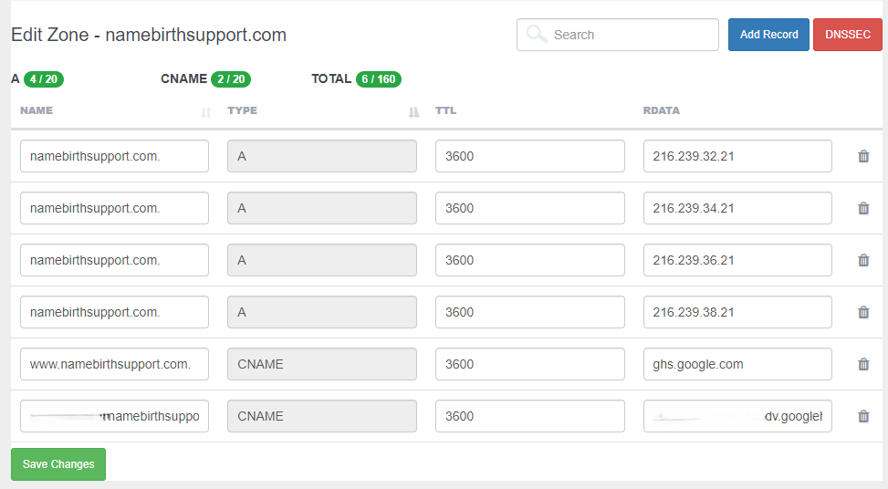 DNS Records Setup