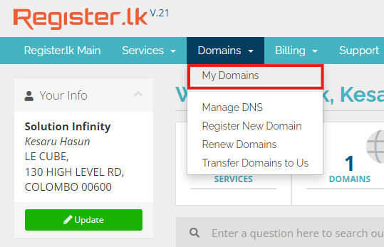 Register.lk My Domains