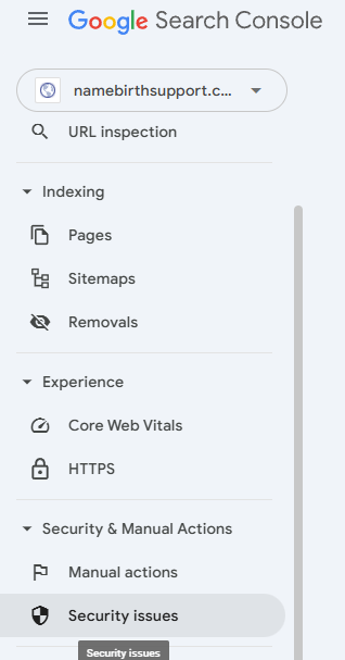 Google Search Console Security Issues Menu Google Search Console Security Issues Menu