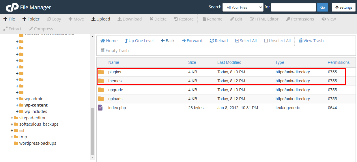 Disabling Theme and plugin in File Manager