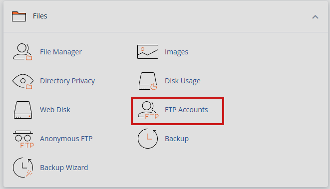 FTP accounts list in cPanel