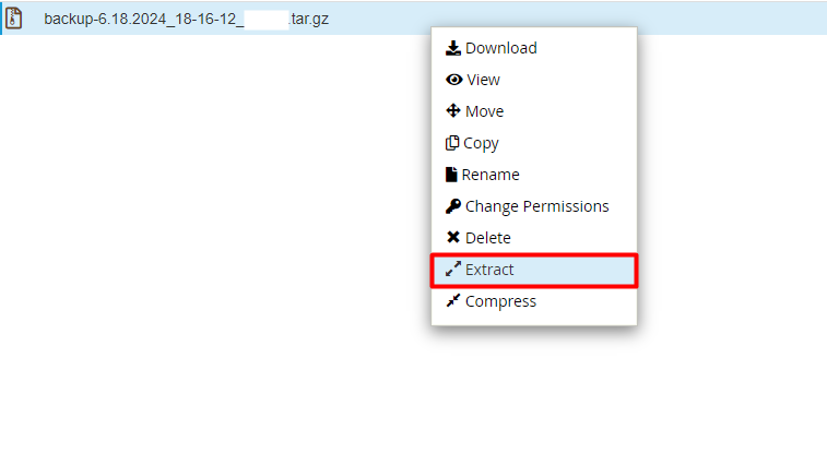 Extract the uploaded backup file Extract the uploaded backup file