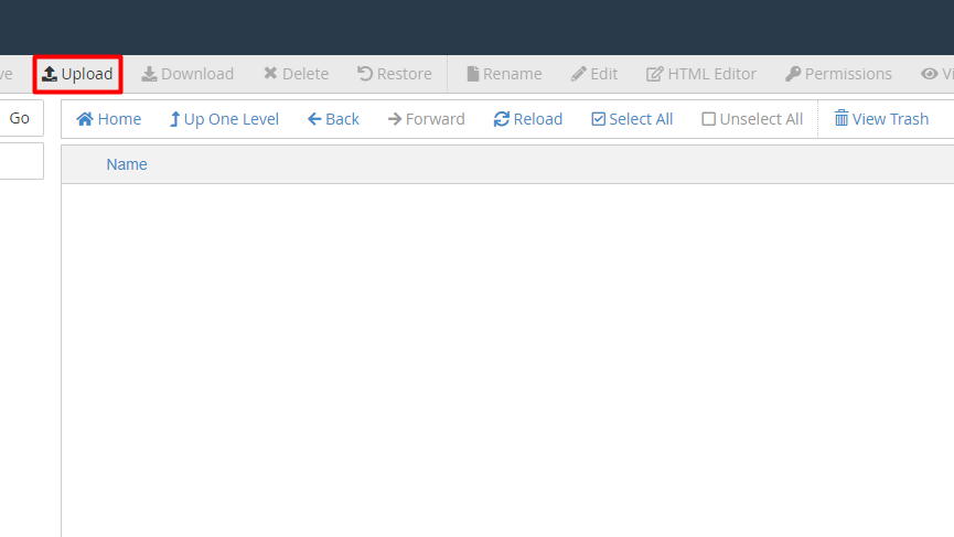 Upload the Backup File Upload the compressed backup file to the file manager